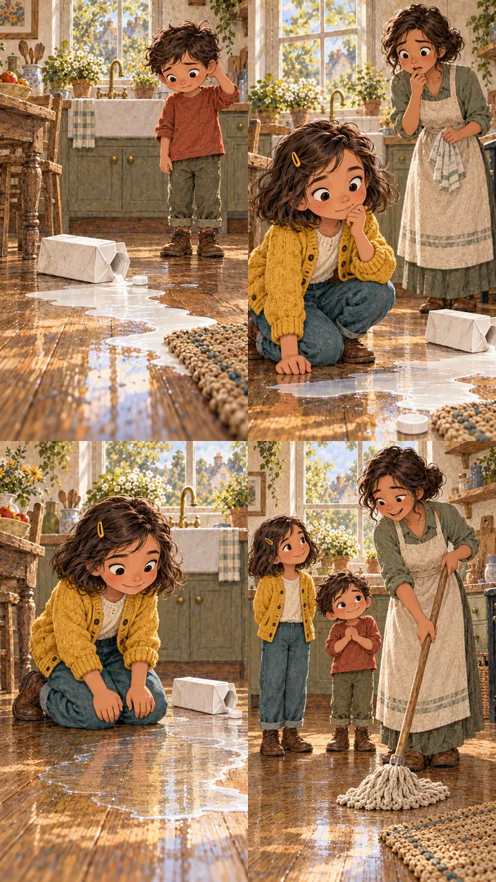 Kitchen spill scene
